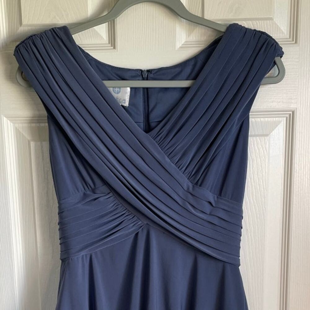 Patra Special Occasion Dress Sz 6 Blue Tiered Beaded V-Neck Sleeveless Elegant - Picture 4 of 11